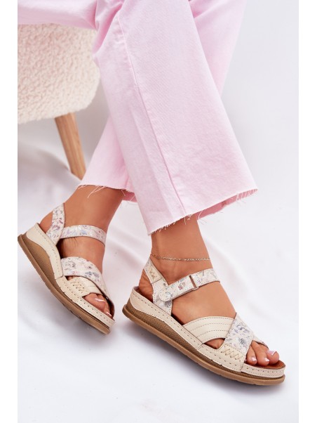 Ladies Leather Sandals On Platform Maciejka L7064-37 Ecru