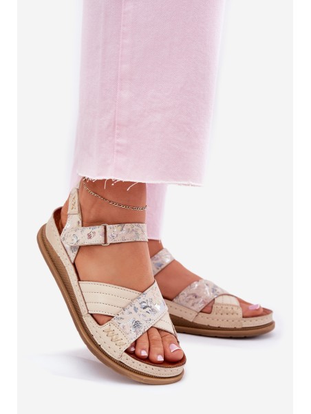 Ladies Leather Sandals On Platform Maciejka L7064-37 Ecru