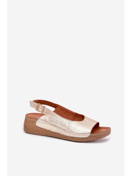 Women's leather wedge sandals Maciejka L7069 Gold