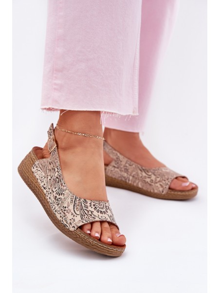 Leather Women's Wedge Sandals Maciejka L7069-04 Beige