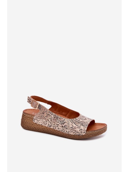 Leather Women's Wedge Sandals Maciejka L7069-04 Beige