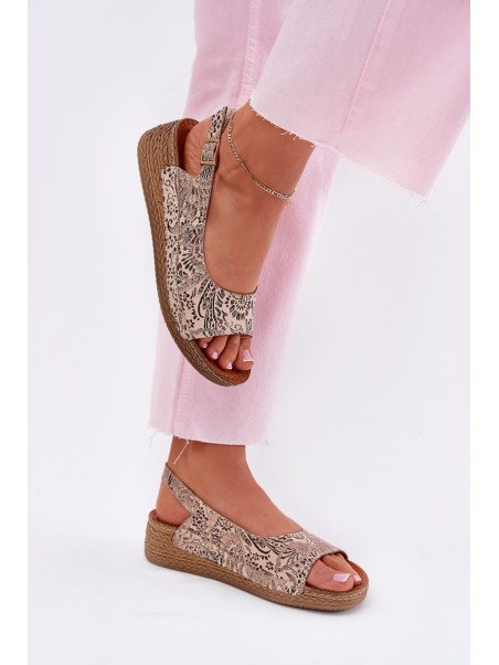 Leather Women's Wedge Sandals Maciejka L7069-04 Beige