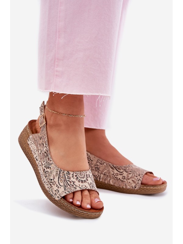Leather Women's Wedge Sandals Maciejka L7069-04 Beige