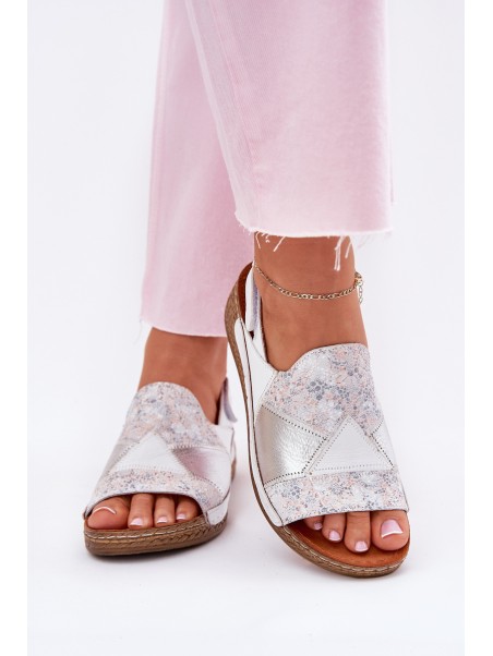 Women's Leather Wedge Sandals With Braiding Maciejka L7067-11 White