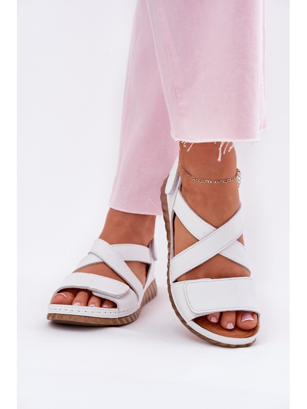 Women's Leather Sandals With Velcro Maciejka L6848-11 White