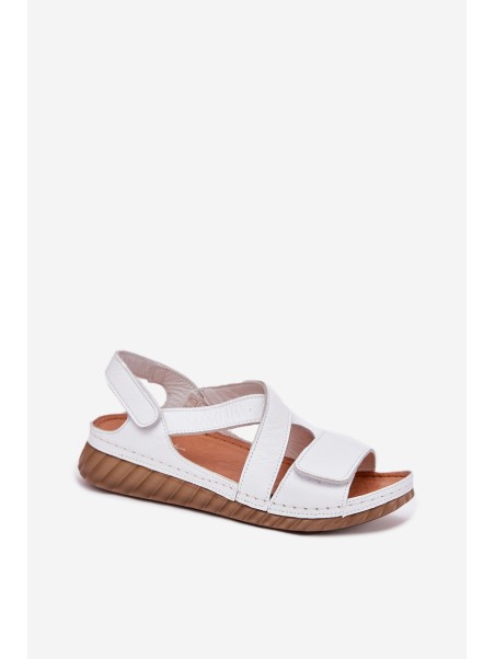 Women's Leather Sandals With Velcro Maciejka L6848-11 White