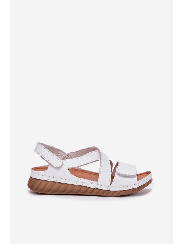 Women's Leather Sandals With Velcro Maciejka L6848-11 White