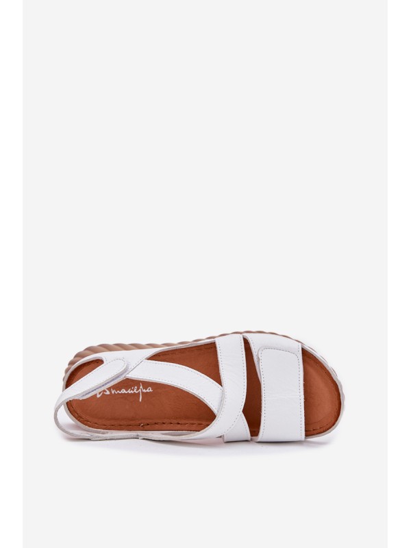 Women's Leather Sandals With Velcro Maciejka L6848-11 White