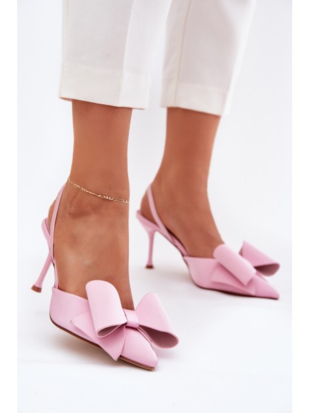 High Heels With Open Heels And Bow Pink Eklevia
