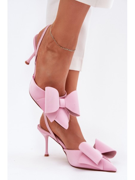 High Heels With Open Heels And Bow Pink Eklevia