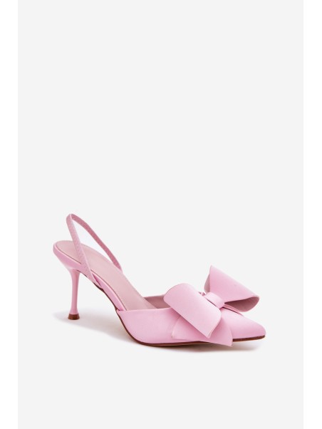 High Heels With Open Heels And Bow Pink Eklevia