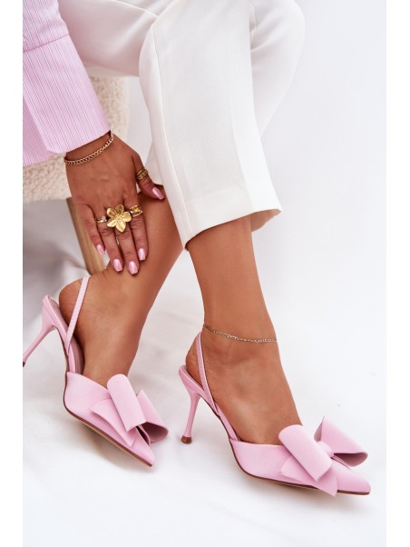 High Heels With Open Heels And Bow Pink Eklevia