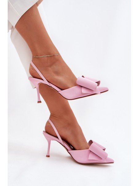High Heels With Open Heels And Bow Pink Eklevia