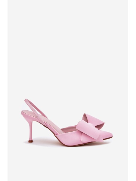 High Heels With Open Heels And Bow Pink Eklevia