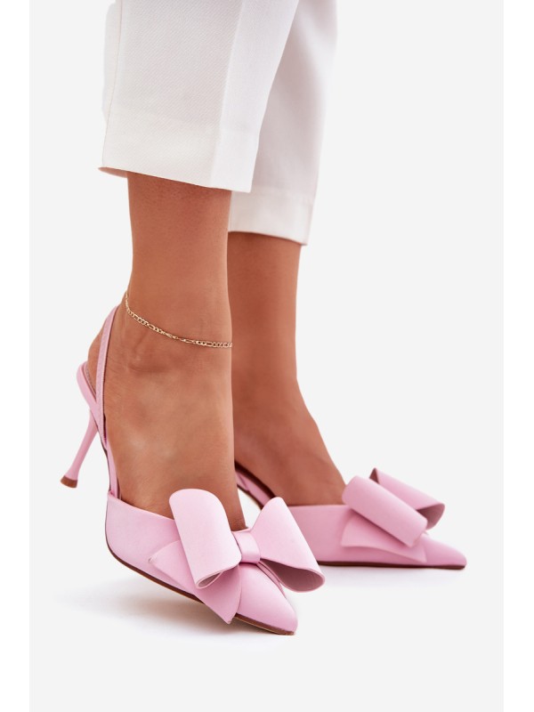 High Heels With Open Heels And Bow Pink Eklevia