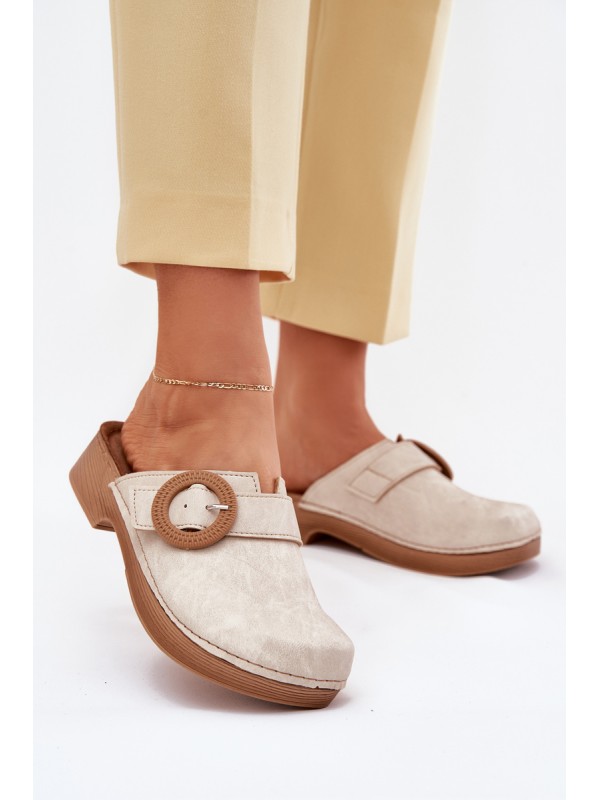 Women's Slippers With Buckle Inblu Beige TF000001