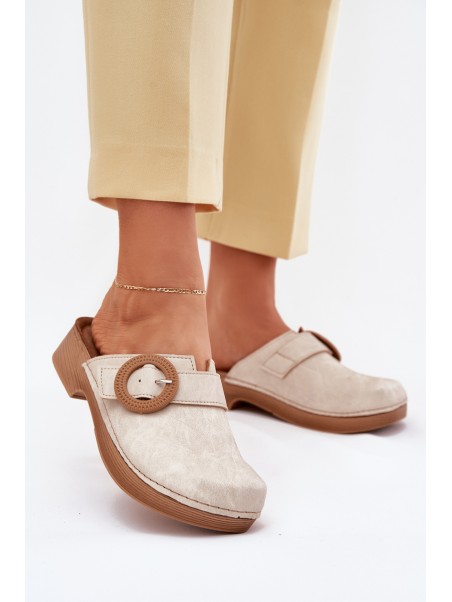 Women's Slippers With Buckle Inblu Beige TF000001