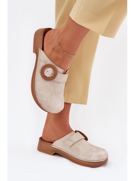 Women's Slippers With Buckle Inblu Beige TF000001