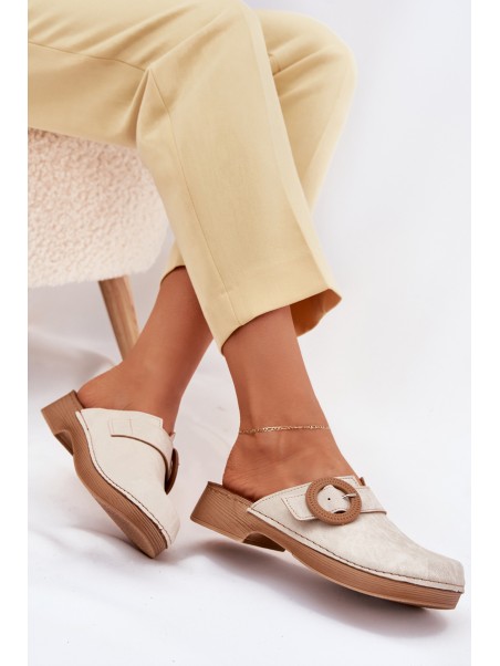 Women's Slippers With Buckle Inblu Beige TF000001