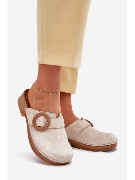 Women's Slippers With Buckle Inblu Beige TF000001