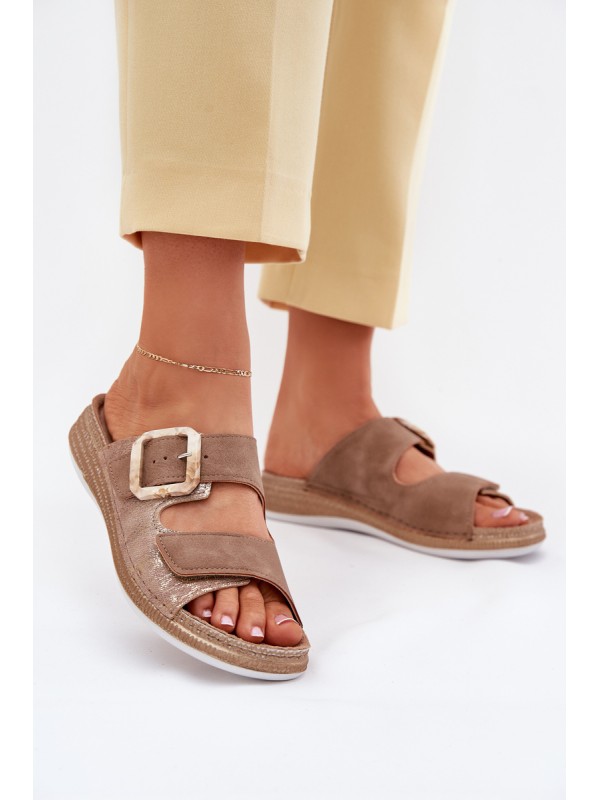 Womens Sandals With Buckle And Velcro Brown INBLU MK000013