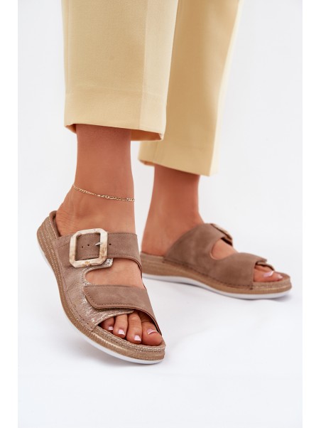 Womens Sandals With Buckle And Velcro Brown INBLU MK000013