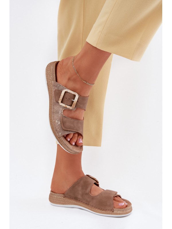 Womens Sandals With Buckle And Velcro Brown INBLU MK000013 2