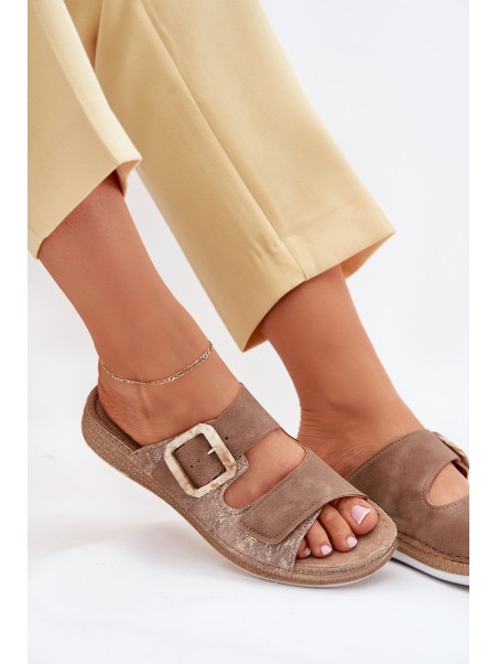 Womens Sandals With Buckle And Velcro Brown INBLU MK000013