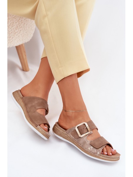 Womens Sandals With Buckle And Velcro Brown INBLU MK000013