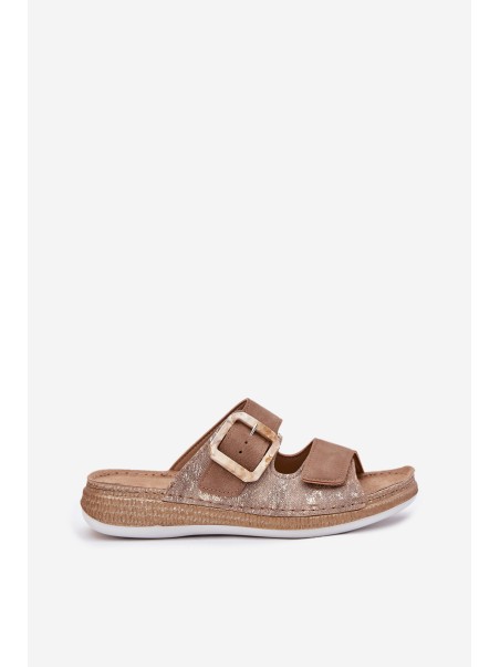 Womens Sandals With Buckle And Velcro Brown INBLU MK000013