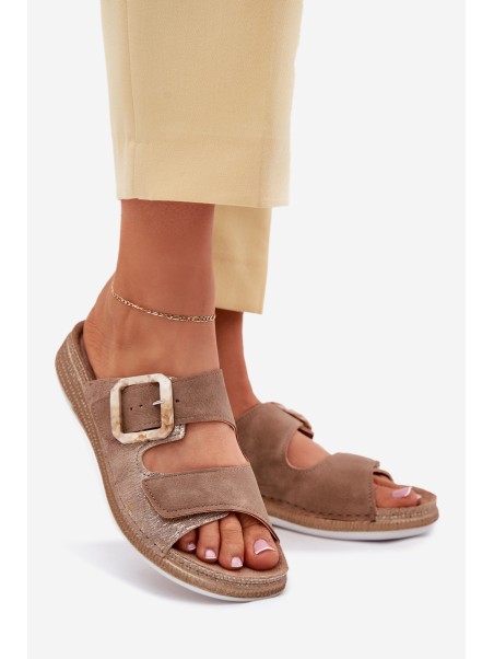 Womens Sandals With Buckle And Velcro Brown INBLU MK000013