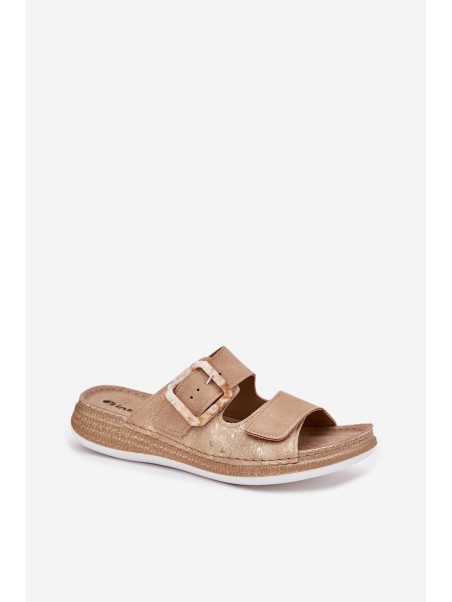 Women's Slippers With Buckle And Velcro Beige INBLU MK000013