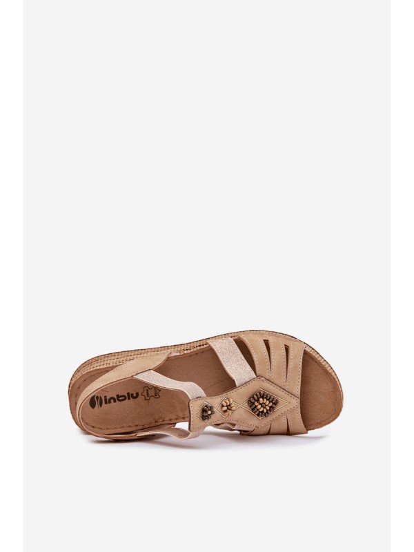 Women's Wedge Sandals With Decorations Beige Inblu RV000015