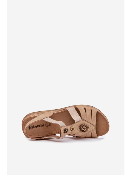 Women's Wedge Sandals With Decorations Beige Inblu RV000015