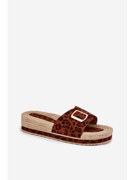 Women's Platform Sandals With Gold Buckle Leopard Selira