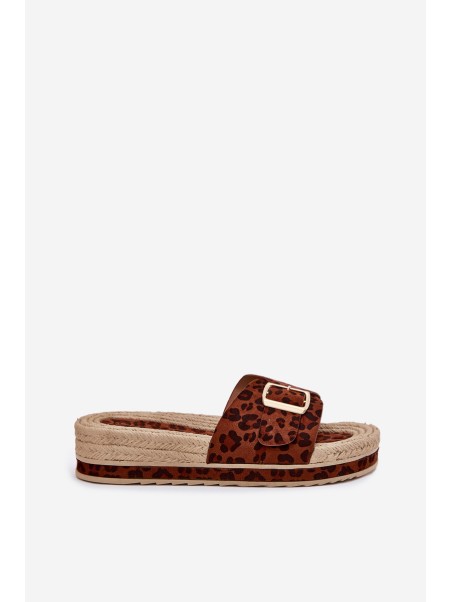 Women's Platform Sandals With Gold Buckle Leopard Selira