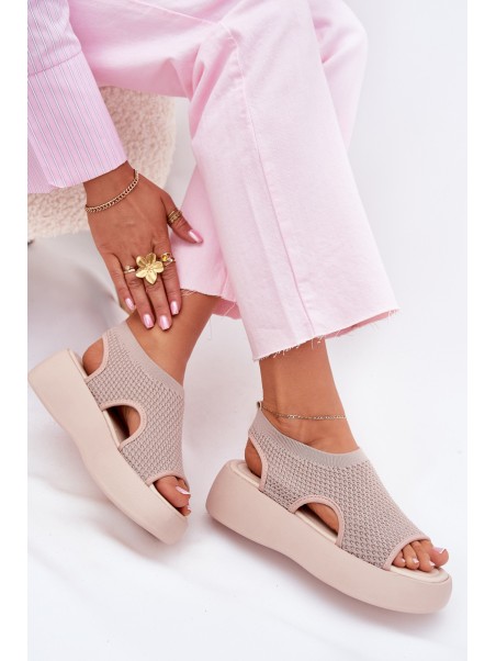 Beige Platform Sandals for Women Kavira