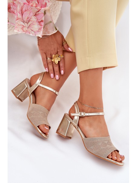 Women's Sandals With Block Heel Gold Sarena