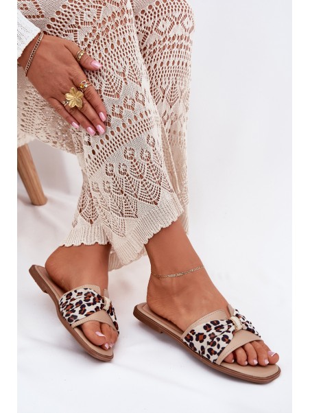 Womens Flat Heeled Sandals With Bow Beige Avenza
