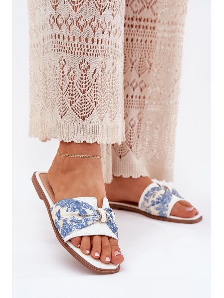 Women's Flat Sandals With Bow White Avenza