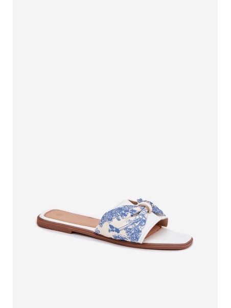 Women's Flat Sandals With Bow White Avenza