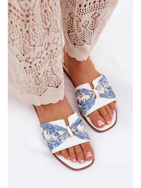 Women's Flat Sandals With Bow White Avenza
