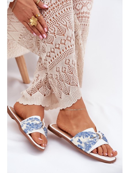 Women's Flat Sandals With Bow White Avenza