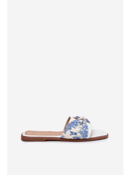 Women's Flat Sandals With Bow White Avenza