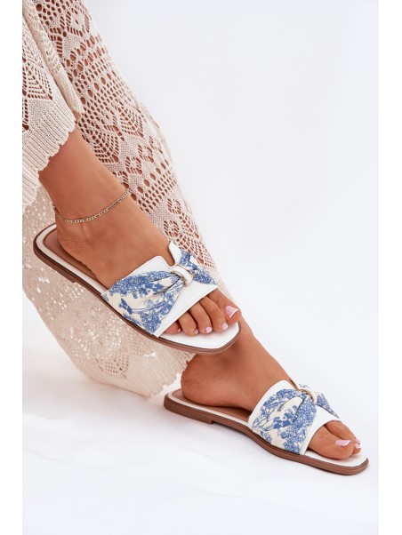 Women's Flat Sandals With Bow White Avenza
