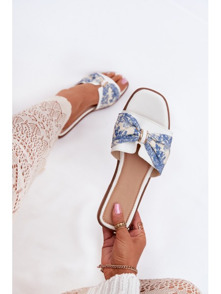 Women's Flat Sandals With Bow White Avenza