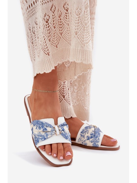 Women's Flat Sandals With Bow White Avenza