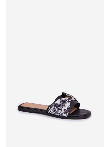Womens Flat Sandals With Bow Black Avenza