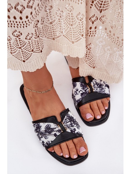 Womens Flat Sandals With Bow Black Avenza