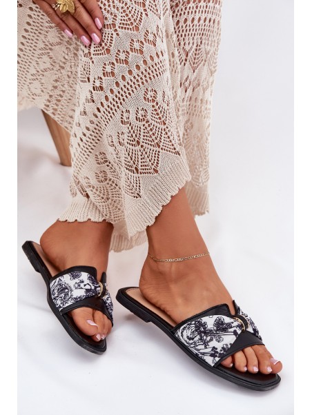 Womens Flat Sandals With Bow Black Avenza